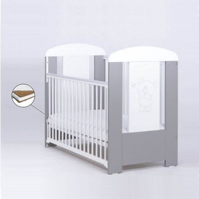 Patut pentru copii Bear Culisant Silver + Saltea Cocos 8 Cm