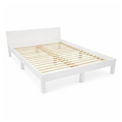 Pat matrimonial alb din lemn masiv de fag cu somierÄ140x200 cm Dabi âu0080Ragaba