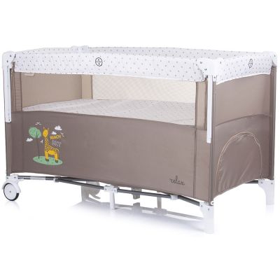 Patut Chipolino Relax sand cu laterala culisanta pliabil, cu laterala culisanta, sistem side-sleeping, 2 nivele, usita cu fermoar, roti cu blocare, geanta de transport inclusa, standard European EN716-1