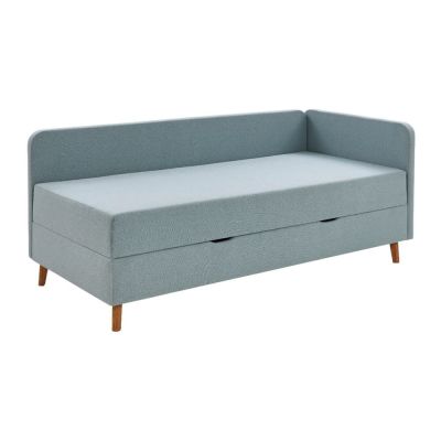 Pat de o persoană tapițat albastru deschis cu spațiu de depozitare 90x200 cm Cabana - Meise Möbel