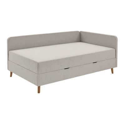 Pat de o persoană tapițat bej cu spațiu de depozitare 90x200 cm Cabana - Meise Möbel