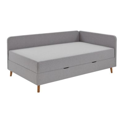 Pat de o persoană tapițat gri deschis cu spațiu de depozitare 90x200 cm Cabana - Meise Möbel