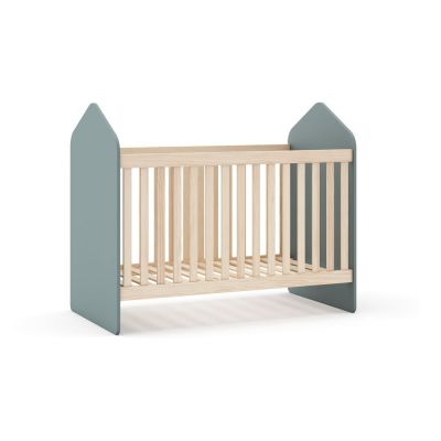 Pătuț în culoare naturală/verde prăfuit cu aspect de lemn de pin 60x120 cm Estefania – Marckeric