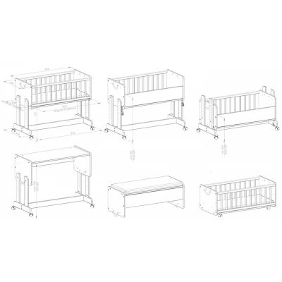 Patut din lemn Nichiduta transformabil 6 in 1 cu saltea husa bumbac inclusa Noapte Buna Alb