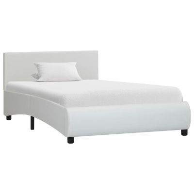 Cadru de pat alb 100 x 200 cm piele ecologică ieftin