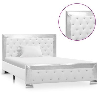 Cadru de pat alb 120 x 200 cm piele artificială