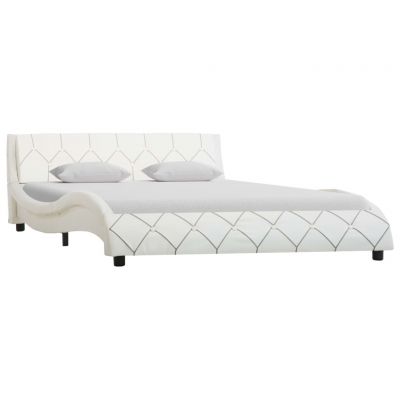 Cadru de pat alb 140 x 200 cm piele ecologică ieftin