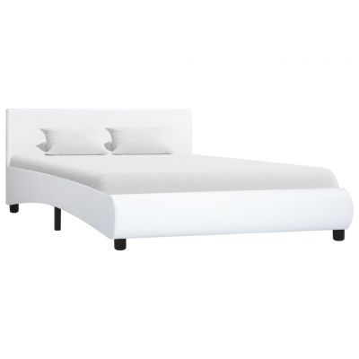 Cadru de pat alb 140 x 200 cm piele ecologică ieftin