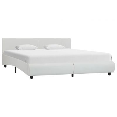 Cadru de pat alb 160 x 200 cm piele ecologică ieftin
