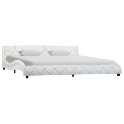 Cadru de pat alb 180 x 200 cm piele ecologică ieftin