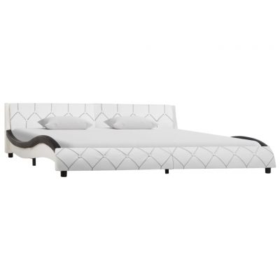 Cadru de pat alb și negru 180 x 200 cm piele ecologică ieftin