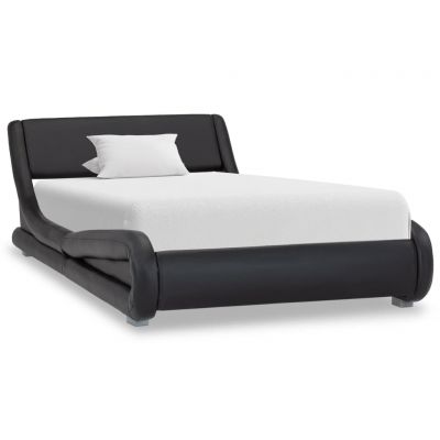 Cadru de pat negru 100 x 200 cm piele ecologică ieftin