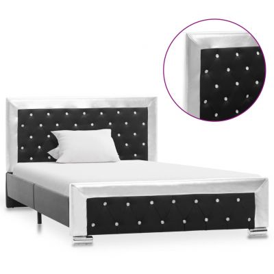 Cadru de pat negru 120 x 200 cm piele ecologică ieftin