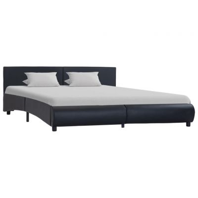 Cadru de pat negru 160 x 200 cm piele artificială ieftin
