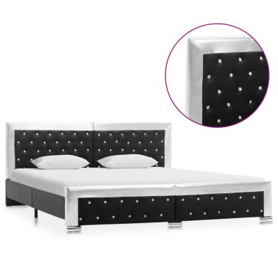 Cadru de pat negru 180 x 200 cm piele artificială ieftin