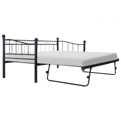 Cadru de pat negru 180x200/90x200 cm oțel ieftin