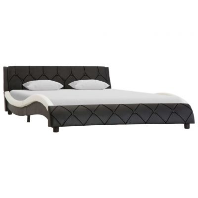 Cadru de pat negru și alb 160 x 200 cm piele ecologică