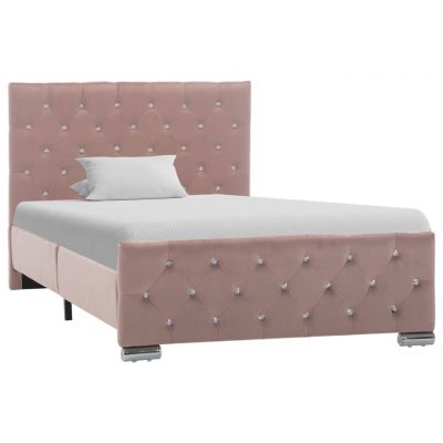 Cadru de pat roz 100 x 200 cm material textil