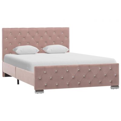 Cadru de pat roz 120 x 200 cm material textil