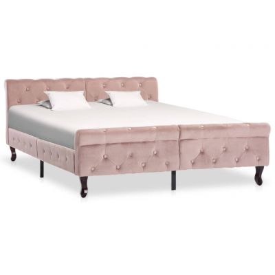 Cadru de pat roz 140 x 200 cm catifea