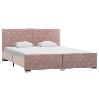 Cadru de pat roz 160 x 200 cm material textil