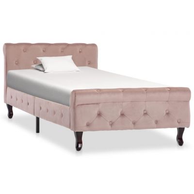 Cadru de pat roz 90 x 200 cm catifea