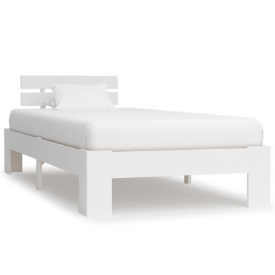 Cadru de pat alb 100 x 200 cm lemn masiv de pin