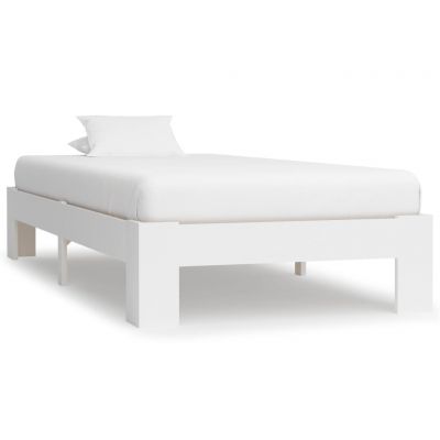 Cadru de pat alb 100 x 200 cm lemn masiv de pin ieftin