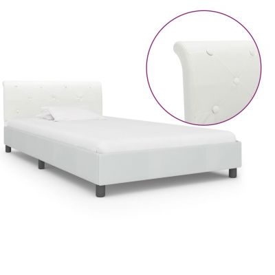 Cadru de pat alb 100 x 200 cm piele ecologică ieftin