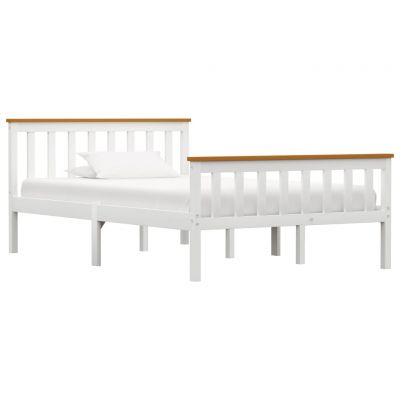 Cadru de pat alb 120 x 200 cm lemn masiv de pin ieftin