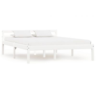 Cadru de pat alb 120 x 200 cm lemn masiv de pin