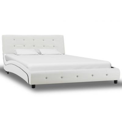 Cadru de pat alb 120 x 200 cm piele ecologică