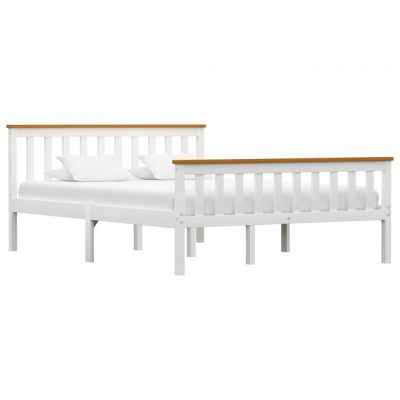 Cadru de pat alb 140 x 200 cm lemn de pin masiv ieftin