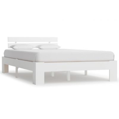 Cadru de pat alb 140 x 200 cm lemn masiv de pin ieftin