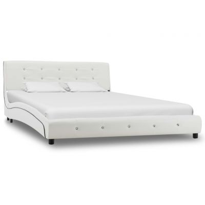 Cadru de pat alb 140 x 200 cm piele ecologică