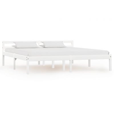 Cadru de pat alb 160 x 200 cm lemn masiv de pin ieftin