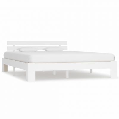 Cadru de pat alb 160 x 200 cm lemn masiv de pin ieftin