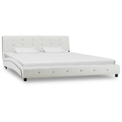 Cadru de pat alb 160 x 200 cm piele ecologică ieftin