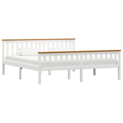 Cadru de pat alb 180 x 200 cm lemn masiv de pin ieftin