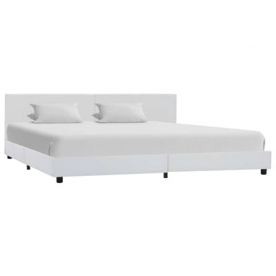 Cadru de pat alb 180 x 200 cm piele ecologică