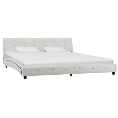 Cadru de pat alb 180 x 200 cm piele ecologică