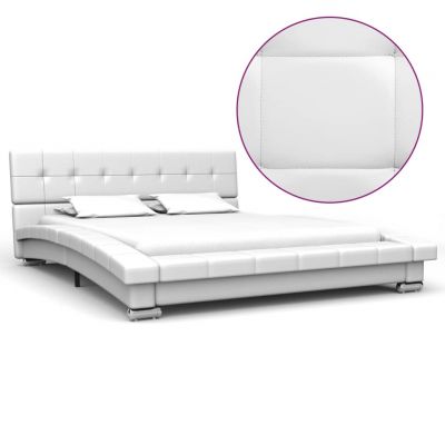 Cadru de pat alb 200 x 120 cm piele artificială ieftin