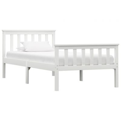 Cadru de pat alb 90 x 200 cm lemn masiv de pin ieftin
