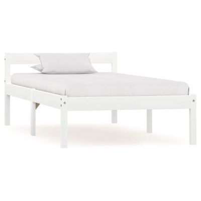 Cadru de pat alb 90 x 200 cm lemn masiv de pin