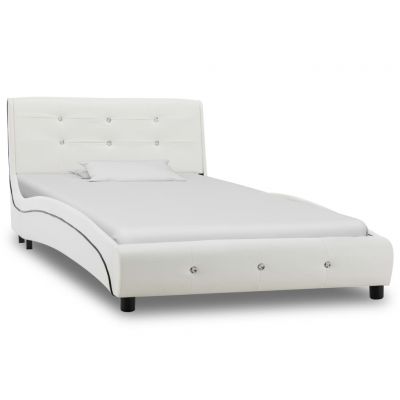 Cadru de pat alb 90 x 200 cm piele ecologică