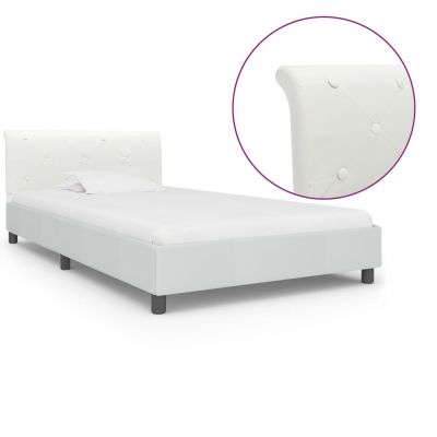 Cadru de pat alb 90 x 200 cm piele ecologică ieftin