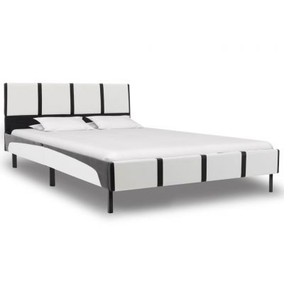 Cadru de pat alb și negru 140 x 200 cm piele artificială ieftin