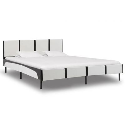 Cadru de pat alb și negru 180 x 200 cm piele ecologică
