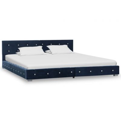 Cadru de pat albastru 160 x 200 cm catifea