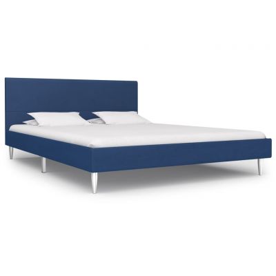 Cadru de pat albastru 160 x 200 cm material textil